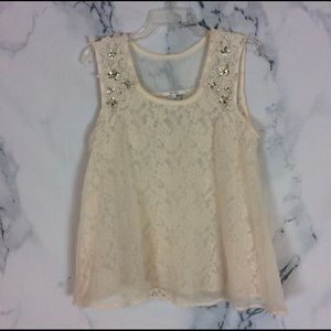 Miss Me ivory/lace/jeweled Bling